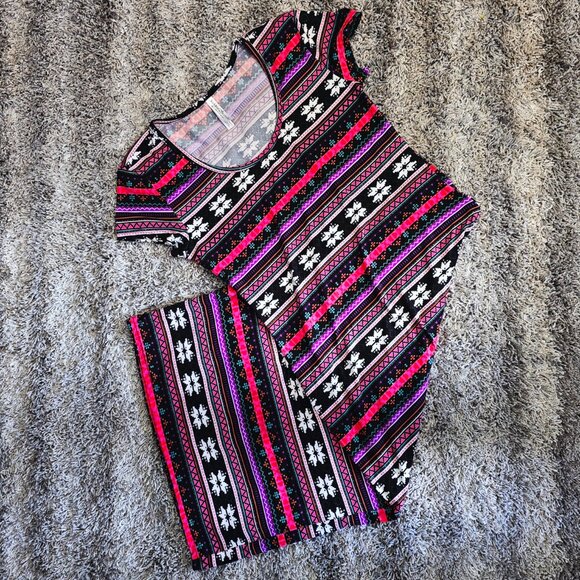 MD Bobbie Brooks Womens Midi Sheath T-Shirt Dress Size Nordic Print Soft Stretch - Picture 3 of 14